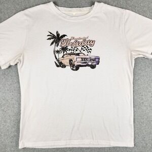 Shein Retro Car Graphic T-Shirt Women's Large L White Stretch